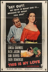 9y871 THIS IS MY LOVE style A 1sh 1954 Dan Duryea hates Faith Domergue for what she did to his wife!