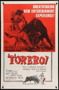 9y894 TORERO 1sh 1957 Mexican Matadors, art of Luis Procuna in arena of sand, savagery & blood!