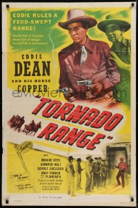 9y895 TORNADO RANGE 1sh 1948 singing cowboy Eddie Dean fights frontier feuders with two guns!