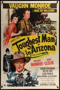 9y897 TOUGHEST MAN IN ARIZONA 1sh 1952 art of Vaughn Monroe, Idol of Millions & Joan Leslie!