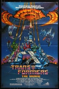9y901 TRANSFORMERS THE MOVIE 1sh 1986 animated robot action cartoon, cool sci-fi artwork!
