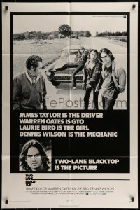 9y914 TWO-LANE BLACKTOP 1sh 1971 James Taylor is the driver, Warren Oates is GTO, Laurie Bird
