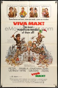 9y937 VIVA MAX 1sh 1970 Peter Ustinov, Jonathan Winters, great Jack Davis art of cast!