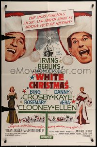 9y962 WHITE CHRISTMAS 1sh R1961 Bing Crosby, Danny Kaye, Clooney, Vera-Ellen, musical classic!
