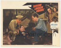 9z060 BEHIND LOCKED DOORS LC #6 1948 Richard Carlson with gun & guard by wounded man on floor!