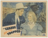 9z073 BILLY THE KID TRAPPED LC 1942 best close up of cowboy Buster Crabbe & pretty Anne Jeffreys!