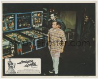 9z028 AMERICAN GRAFFITI Mexican LC 1973 Lucas classic, Richard Dreyfuss next to pinball machines!