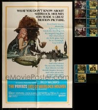 1a136 LOT OF 1 SHERLOCK HOLMES FOLDED ONE-SHEET AND 11 LOBBY CARDS 1970s scenes & poster art!