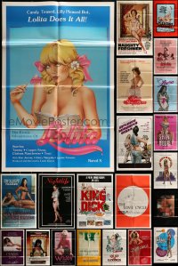 1a190 LOT OF 122 FOLDED SEXPLOITATION ONE-SHEETS 1960s-1980s sexy images with some partial nudity!