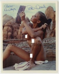 1b789 BO DEREK signed color 8x10 REPRO still 1980s c/u completely naked & brushing her hair!