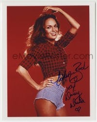 1b802 CATHERINE BACH signed color 8x10 REPRO still 1990s super sexy portrait as Daisy Duke in red!