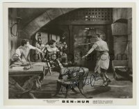 1b373 CHARLTON HESTON signed 8x10.25 still 1960 attacking Stephen Boyd with a spear in Ben-Hur!