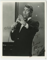 1b825 DEAN MARTIN signed 8x10 REPRO still 1980s great close up singing into microphone on stage!
