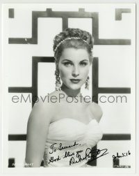 1b829 DEBRA PAGET signed 8x10.25 REPRO still 1980s sexy head & shoulders c/u in strapless gown!