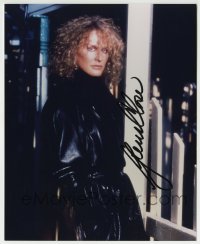 1b858 GLENN CLOSE signed color 8x10 REPRO still 1980s c/u in leather from Fatal Attraction!