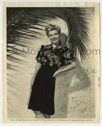 1b436 GRACE MCDONALD signed 8x10 still 1943 full-length posed portrait standing by palm leaf!