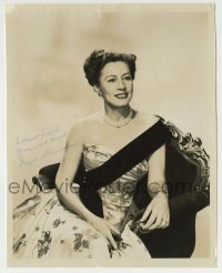 1b448 IRENE DUNNE signed 8x10 still 1940s seated portrait wearing floral print dress & black sash!