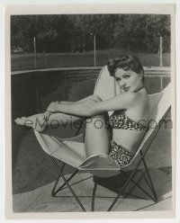 1b880 JEANNE CRAIN signed 8x10 REPRO still 1980s in sexy leopardskin swimsuit by swimming pool!