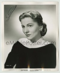 1b479 JOAN FONTAINE signed deluxe 8x10 still 1951 beautiful portrait in velvet dress & pearls!