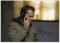 1b892 KIEFER SUTHERLAND signed color 8.25x11.75 REPRO still 2000s great close up talking on phone!