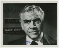 1b511 LORNE GREENE signed TV deluxe 8x10 still 1970s super close up as Wade Griffin in Griff!