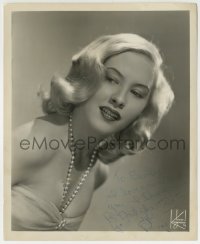 1b547 PENNY EDWARDS signed 8.25x10 still 1940s close portrait in sexy dress & pearls by Kriegsmann!