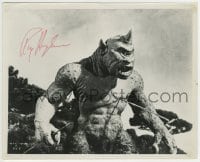 1b552 RAY HARRYHAUSEN signed 8x10 still 1958 close up of the cyclops from 7th Voyage of Sinbad!