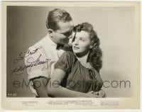 1b556 RHONDA FLEMING signed 8x10.25 still 1945 c/u with Donald Curtis in Hitchcock's Spellbound!