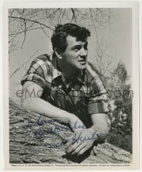 1b570 ROCK HUDSON signed 8.25x10 still 1953 great handsome close up in plaid shirt leaning on tree!