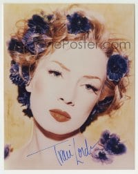 1b989 TRACI LORDS signed color 8x10 REPRO still 2000s great portrait with flowers in her hair!