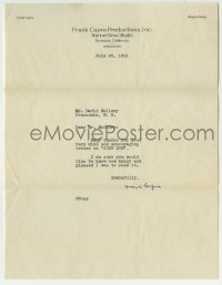 1b257 FRANK CAPRA signed letter 1941 telling Mallery how happy praise of Meet John Doe made him!