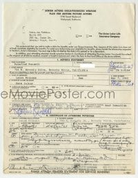 1b242 ROSALIND RUSSELL group of 2 signed claim forms 1962 health insurance for her son Lance Brisson