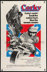 1b075 CORKY signed 1sh 1972 by race car driver Richard Petty, cool NASCAR stock car racing art!