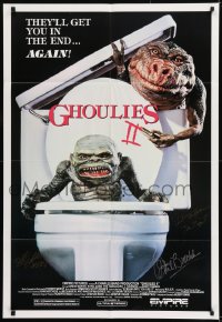 1b078 GHOULIES 2 signed 1sh 1987 by William Butler, Phil Fondacaro AND designer John Buechler!