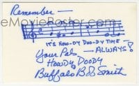 1b663 BUFFALO BOB SMITH signed 3x5 index card 1972 with great NBC TV photo with Howdy Doody!