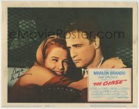 1b111 CHASE signed LC 1966 by Angie Dickinson, who's close up in car hugging Marlon Brando!