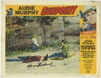 1b137 GUNPOINT signed LC #4 1966 by Morgan Woodward, who's dead on the ground by Audie Murphy!