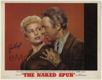 1b152 NAKED SPUR signed photolobby 1953 by Janet Leigh, who's hungrily eyed by James Stewart!