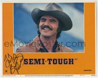 1b165 SEMI-TOUGH signed LC #2 1977 by Burt Reynolds, great smiling close up wearing cowboy hat!
