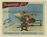 1b176 THUNDERING JETS signed LC #3 1958 by Rex Reason, who's with Audrey Dalton by his fighter jet!