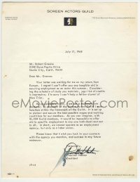 1b249 CHARLTON HESTON signed letter 1968 replying to actor wanting job from Screen Actors Guild!