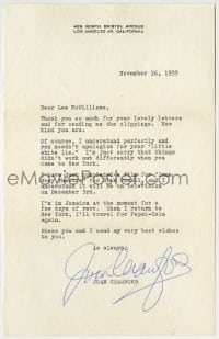 1b268 JOAN CRAWFORD signed letter 1959 to a fan who told her a little white lie in his last letter!