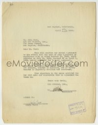 1b233 JOHN FORD signed agreement 1934 getting ready to film The Informer at RKO, w/ keybook still!