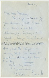 1b271 KATHARINE CORNELL signed letter 1957 thanking Mallery for praise of There Shall Be No Night!