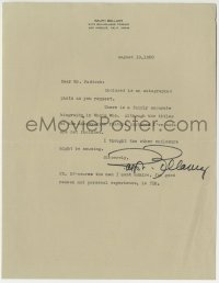 1b278 RALPH BELLAMY signed letter 1980 telling a fan that the man he most admires is FDR!