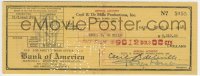 1b672 CECIL B. DEMILLE signed 3x8 canceled check 1948 paid $9,012 from his production company!