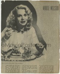 1b621 MARIE WILSON signed 8x10 cut page 1945 on a page from a program from Ken Murray's Blackouts