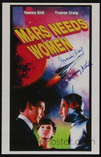 1b009 MARS NEEDS WOMEN signed 11x17 REPRO 2000 by BOTH Tommy Kirk AND Yvonne Craig!