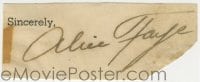 1b696 ALICE FAYE signed 1x3 cut album page 1940s it can be framed with the included 8x10 still!