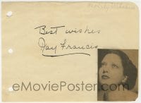 1b718 KAY FRANCIS signed 5x6 cut album page 1930s it has a small image of her glued to the page!